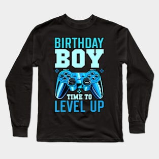 Level Up Birthday Boy Matching Gamer Party Fit Black Long Sleeve T-Shirt